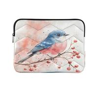 Sevdomey Watercolor Bluebird Laptop Sleeve 13.4 Inch, Slim Protective Computer Case with Soft Padding, Top Zipper Bag for Women & Men, Fits Most 13.3 Inch Laptops