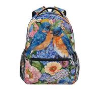 Sevdomey Watercolor Bluebirds Laptop Backpack, Waterproof 15L Stylish Lightweight Daypack with Multiple Pockets for Work, School & Travel