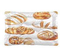 Sevdomey Watercolor Bread Pet Pads Dog Bed Cat Bed Kennel Bed Crate Mattress, Washable Soft Comfortable Pet Bed Pad with Non-Slip Bottom for Small Medium Large Dogs Cats, 60x90 cm