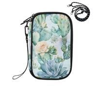 Sevdomey Watercolor Cacti and Succulents Lightweight Water-Resistant Multi-Pocket Passport Holder Organizer