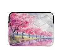 Sevdomey Watercolor Cherry Blossom Laptop Sleeve 13.4 Inch, Slim Protective Computer Case with Soft Padding, Top Zipper Bag for Women & Men, Fits Most 13.3 Inch Laptops