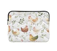 Sevdomey Watercolor Chickens Laptop Sleeve 13.4 Inch, Slim Protective Computer Case with Soft Padding, Top Zipper Bag for Women & Men, Fits Most 13.3 Inch Laptops