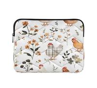 Sevdomey Watercolor Chickens Laptop Sleeve 13.4 Inch, Slim Protective Computer Case with Soft Padding, Top Zipper Bag for Women & Men, Fits Most 13.3 Inch Laptops