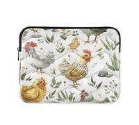 Sevdomey Watercolor Chickens Laptop Sleeve 15.6 Inch, Slim Protective Computer Case with Soft Padding, Top Zipper Bag for Women & Men, Fits Most 15 Inch Laptops