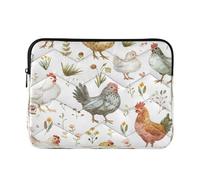 Sevdomey Watercolor Chickens Laptop Sleeve 15.6 Inch, Slim Protective Computer Case with Soft Padding, Top Zipper Bag for Women & Men, Fits Most 15 Inch Laptops