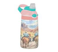 Sevdomey Watercolor Cowboys Kids Water Bottle with Straw for Girls Boys, Stainless Steel Insulated Leakproof Water 480ml for School Nursery Travel Sports