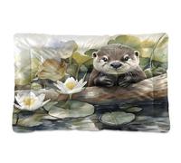 Sevdomey Watercolor Cute Otter Pet Pads Dog Bed Cat Bed Kennel Bed Crate Mattress, Washable Soft Comfortable Pet Bed Pad with Non-Slip Bottom for Small Medium Large Dogs Cats, 45x60 cm