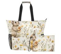 Sevdomey Watercolor Easter Bunny Beach Tote Bag Large 36L with Wet Dry Compartment, Waterproof Travel Gym Pool Swim Sandproof Carryall