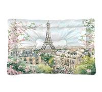 Sevdomey Watercolor Eiffel Tower Pet Pads Dog Bed Cat Bed Kennel Bed Crate Mattress, Washable Soft Comfortable Pet Bed Pad with Non-Slip Bottom for Small Medium Large Dogs Cats, 60x90 cm