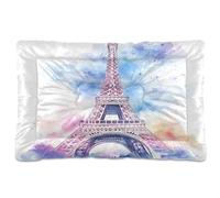 Sevdomey Watercolor Eiffel Tower Pet Pads Dog Bed Cat Bed Kennel Bed Crate Mattress, Washable Soft Comfortable Pet Bed Pad with Non-Slip Bottom for Small Medium Large Dogs Cats, 45x60 cm