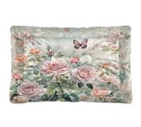 Sevdomey Watercolor English Rose Garden Dog Bed Cat Bed Kennel Bed Crate Mattress, Washable Soft Comfortable Pet Bed Pad with Non-Slip Bottom for Small Medium Large Dogs Cats, 60x90 cm