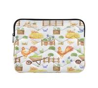 Sevdomey Watercolor Farm Chickens Laptop Sleeve 15.6 Inch, Slim Protective Computer Case with Soft Padding, Top Zipper Bag for Women & Men, Fits Most 15 Inch Laptops