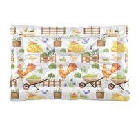 Sevdomey Watercolor Farm Chickens Pet Pads Kennel Bed Crate Mattress, Washable Soft Comfortable Pet Bed Pad with Non-Slip Bottom for Small Medium Large Dogs Cats, 45x60 cm