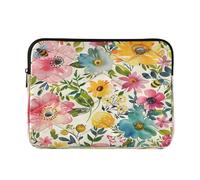 Sevdomey Watercolor Flowers and Bees Laptop Sleeve 15.6 Inch, Slim Protective Computer Case with Soft Padding, Top Zipper Bag for Women & Men, Fits Most 15 Inch Laptops
