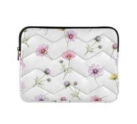 Sevdomey Watercolor Flowers Laptop Sleeve 13.4 Inch, Slim Protective Computer Case with Soft Padding, Top Zipper Bag for Women & Men, Fits Most 13.3 Inch Laptops