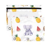 Sevdomey Watercolor Giraffes Pencil Pouch 3 Ring with Clear Window, 2 Pack Zipper Binder Bag for Office