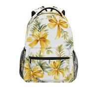 Sevdomey Watercolor Gold Bow Laptop Backpack, Waterproof 15L Stylish Lightweight Daypack with Multiple Pockets for Work, School & Travel