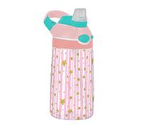 Sevdomey Watercolor Gold Stars Kids Water Bottle with Straw for Girls Boys, Stainless Steel Insulated Leakproof Water 480ml for School Nursery Travel Sports