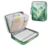 Sevdomey Watercolor Green Mountains Waterproof Expanding File Folder, Accordion Document Organizer with Zipper & Sticky Labels, Large Capacity A4/Letter Size for Office Home