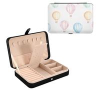 Sevdomey Watercolor Hot Air Balloons Jewelry Box PU Leather for Women Girls, Velvet Lined Travel Portable Jewelry Storage Case for Rings, Earrings, Necklaces, Bracelets
