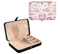 Sevdomey Watercolor Hot Air Balloons Jewelry Box PU Leather for Women Girls, Velvet Lined Travel Portable Jewelry Storage Case for Rings, Earrings, Necklaces, Bracelets