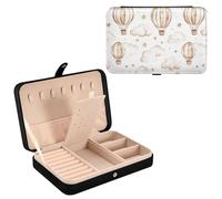 Sevdomey Watercolor Hot Air Balloons Jewelry Box PU Leather for Women Girls, Velvet Lined Travel Portable Jewelry Storage Case for Rings, Earrings, Necklaces, Bracelets