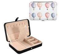 Sevdomey Watercolor Hot Air Balloons Jewelry Box PU Leather for Women Girls, Velvet Lined Travel Portable Jewelry Storage Case for Rings, Earrings, Necklaces, Bracelets
