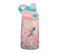 Sevdomey Watercolor Hummingbirds Kids Water Bottle with Straw for Girls Boys, Stainless Steel Insulated Leakproof Water 480ml for School Nursery Travel Sports