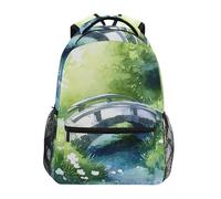 Sevdomey Watercolor Landscape Laptop Backpack, Waterproof 15L Stylish Lightweight Daypack with Multiple Pockets for Work, School & Travel