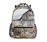 Sevdomey Watercolor Old Log Cabin Laptop Backpack, Waterproof 15L Stylish Lightweight Daypack with Multiple Pockets for Work, School & Travel