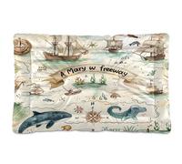 Sevdomey Watercolor Old Pirate Map Pet Pads Dog Bed Cat Bed Kennel Bed Crate Mattress, Washable Soft Comfortable Pet Bed Pad with Non-Slip Bottom for Small Medium Large Dogs Cats, 45x60 cm
