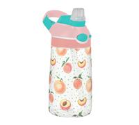 Sevdomey Watercolor Peaches Kids Water Bottle with Straw for Girls Boys, Stainless Steel Insulated Leakproof Water 480ml for School Nursery Travel Sports