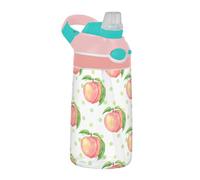 Sevdomey Watercolor Peaches Kids Water Bottle with Straw for Girls Boys, Stainless Steel Insulated Leakproof Water 480ml for School Nursery Travel Sports