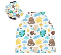 Sevdomey Watercolor Planets Nursing Car Seat Cover for Babies Newborns, Multi-Purpose Soft Breathable Breastfeeding Cover Nursing Scarf
