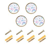 Sevdomey Watercolor Rainbows Decorative Cabinet Knobs Round Zinc Solid, Cabinet Hardware Handles Knobs for Bathroom Cabinet Dresser Cupboard & Wardrobe, 1-1/4 Inch