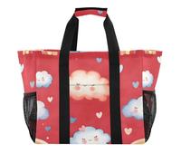 Sevdomey Watercolor Rainbows Large Beach Bag Waterproof Canvas Tote with Pockets for Women Travel Gym Pool
