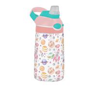 Sevdomey Watercolor Rockets Kids Water Bottle with Straw for Girls Boys, Stainless Steel Insulated Leakproof Water 480ml for School Nursery Travel Sports