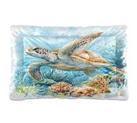 Sevdomey Watercolor Sea Turtle Pet Pads Dog Bed Cat Bed Kennel Bed Crate Mattress, Washable Soft Comfortable Pet Bed Pad with Non-Slip Bottom for Small Medium Large Dogs Cats, 45x60 cm