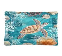 Sevdomey Watercolor Sea Turtle Pet Pads Dog Bed Cat Bed Kennel Bed Crate Mattress, Washable Soft Comfortable Pet Bed Pad with Non-Slip Bottom for Small Medium Large Dogs Cats, 60x90 cm
