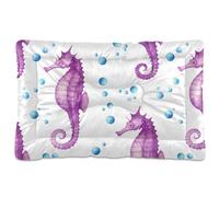 Sevdomey Watercolor Seahorses Pet Pads Kennel Bed Crate Mattress, Washable Soft Comfortable Pet Bed Pad with Non-Slip Bottom for Small Medium Large Dogs Cats, 60x90 cm