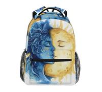 Sevdomey Watercolor Sun and Moon Laptop Backpack, Waterproof 15L Stylish Lightweight Daypack with Multiple Pockets for Work, School & Travel
