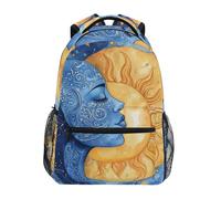 Sevdomey Watercolor Sun and Moon Laptop Backpack, Waterproof 15L Stylish Lightweight Daypack with Multiple Pockets for Work, School & Travel