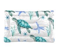 Sevdomey Watercolor Turtles Pet Pads Kennel Bed Crate Mattress, Washable Soft Comfortable Pet Bed Pad with Non-Slip Bottom for Small Medium Large Dogs Cats, 60x90 cm