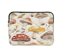 Sevdomey Watercolor Wild Mushrooms Laptop Sleeve 13.4 Inch, Slim Protective Computer Case with Soft Padding, Top Zipper Bag for Women & Men, Fits Most 13.3 Inch Laptops