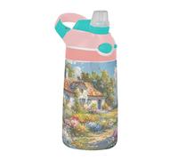 Sevdomey Watercolor Wildflowers Kids Water Bottle with Straw for Girls Boys, Stainless Steel Insulated Leakproof Water 480ml for School Nursery Travel Sports