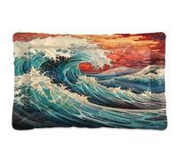 Sevdomey Wave View Pet Pads Dog Bed Cat Bed Kennel Bed Crate Mattress, Washable Soft Comfortable Pet Bed Pad with Non-Slip Bottom for Small Medium Large Dogs Cats, 60x90 cm