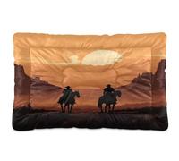 Sevdomey Western Desert Cowboy Pet Pads Dog Bed Cat Bed Kennel Bed Crate Mattress, Washable Soft Comfortable Pet Bed Pad with Non-Slip Bottom for Small Medium Large Dogs Cats, 60x90 cm