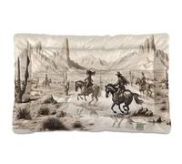 Sevdomey Western Desert Cowboy Pet Pads Dog Bed Cat Bed Kennel Bed Crate Mattress, Washable Soft Comfortable Pet Bed Pad with Non-Slip Bottom for Small Medium Large Dogs Cats, 60x90 cm