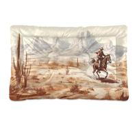 Sevdomey Western Desert Cowboy Pet Pads Dog Bed Cat Bed Kennel Bed Crate Mattress, Washable Soft Comfortable Pet Bed Pad with Non-Slip Bottom for Small Medium Large Dogs Cats, 60x90 cm