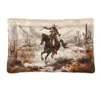 Sevdomey Western Desert Cowboy Pet Pads Dog Bed Cat Bed Kennel Bed Crate Mattress, Washable Soft Comfortable Pet Bed Pad with Non-Slip Bottom for Small Medium Large Dogs Cats, 60x90 cm